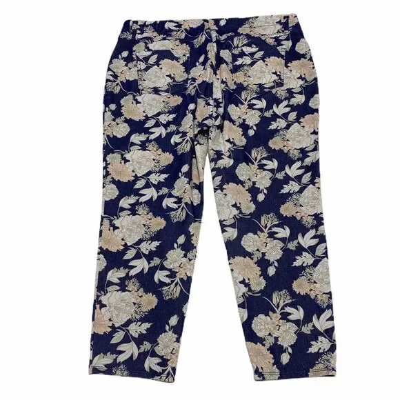 FADED Glory Floral Cropped Trousers 16-18 - Picture 8 of 11